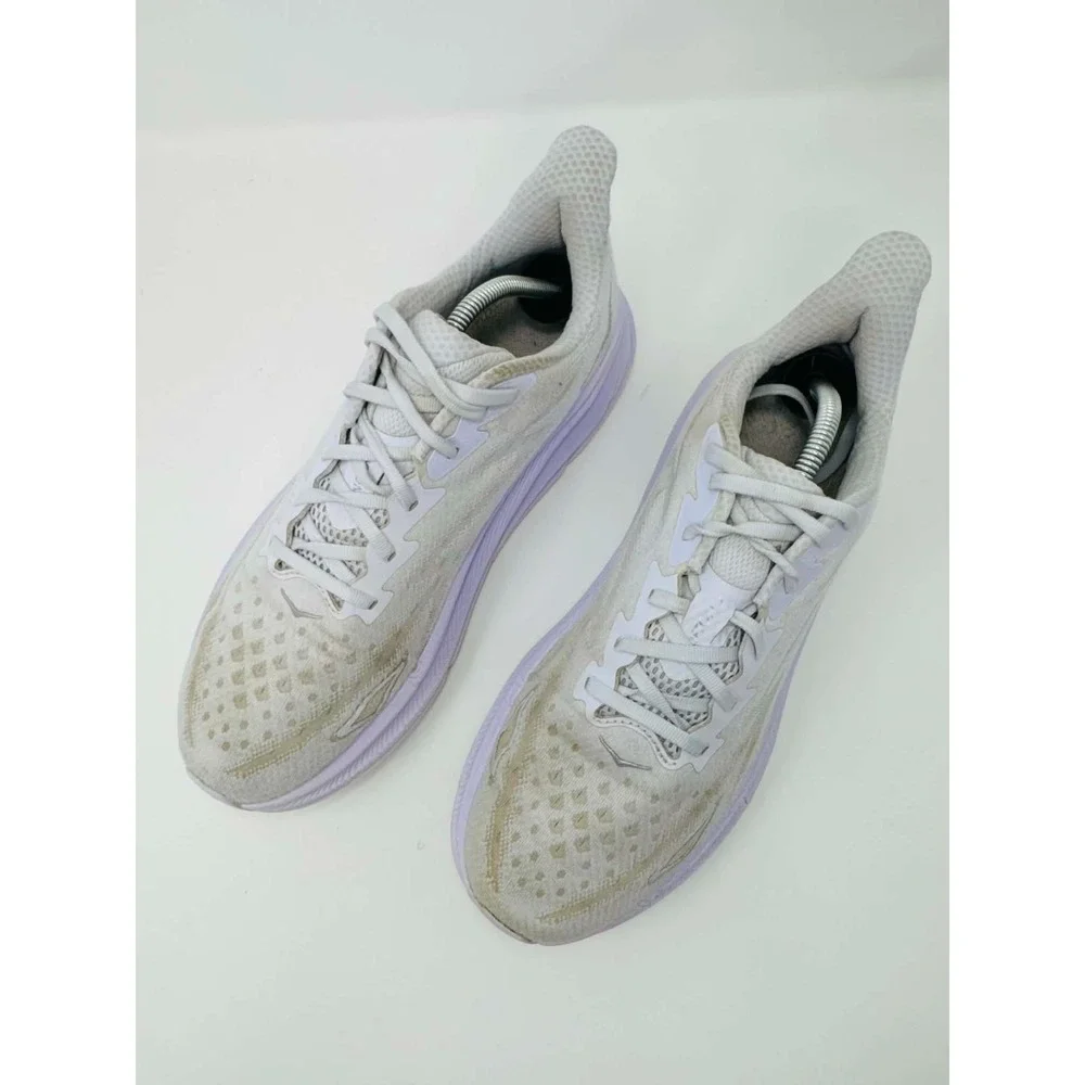 Hoka One One Clifton 9 Shoes Womens Size 12B White Purple 1127896 SGLW Comfort